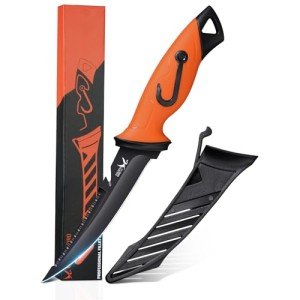 Golden Bird Fish Bait Knife - 5" Fishing Fillet Knife with Saw Sharp Blade, Boning Knives for Meat Cutting with Protective Sheath, Non-Slip Handle for Outdoors Camping Hiking