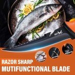 Golden Bird Fish Bait Knife - 5" Fishing Fillet Knife with Saw Sharp Blade, Boning Knives for Meat Cutting with Protective Sheath, Non-Slip Handle for Outdoors Camping Hiking
