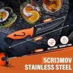 Golden Bird Fish Bait Knife - 5" Fishing Fillet Knife with Saw Sharp Blade, Boning Knives for Meat Cutting with Protective Sheath, Non-Slip Handle for Outdoors Camping Hiking