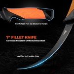 KastKing ToughTide 5pc Fishing Tool Kit, Rechargeable 65lb Digital Fish Scale with Lip Grip & Tape Measure, 7” Fillet Knife with Sheath & Sharpener, 8” Fishing Split Ring Pliers, Fishing Gear