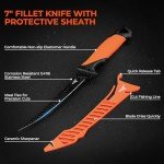 KastKing ToughTide 5pc Fishing Tool Kit, Rechargeable 65lb Digital Fish Scale with Lip Grip & Tape Measure, 7” Fillet Knife with Sheath & Sharpener, 8” Fishing Split Ring Pliers, Fishing Gear