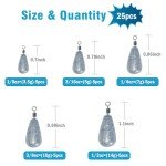 25pcs Bass Casting Weights Fishing Weights Sinkers with Swivel for Bass Catfish Freshwater Saltwater with Tackle Box