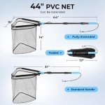 Calamus Triangle Floating Fishing Net, Lightweight & Strong Fishing Net with Non-Slip Elastomer Handle, Fish Friendly PVC Coated Nylon Net, Built-in Elastic Lanyard and Belt Clip
