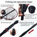 SEASPRO Telescoping Aluminum Alloy Fishing Net - Adjustable Length and Rubber net (Red)