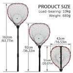 SEASPRO Telescoping Aluminum Alloy Fishing Net - Adjustable Length and Rubber net (Red)