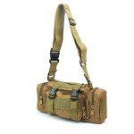Jipemtra Fishing Tackle Bag with Rod Holder - Water-Resistant Waist Bag for Outdoor (Tan)