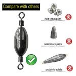 AMYSPORTS Saltwater Fishing Weights Swivel Bullet Sinkers Fishing Weight Brass Fishing Weights Freshwater Bass Sinker Weight with Swivel Rolling 15pcs 1/16oz