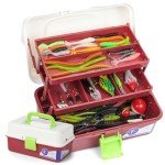 TCMBY 3 Layers Tackle Box with Tackle Included, 258Pcs Fishing Lures Kit Contains Pliers, Crankbait, Hooks, Weights & Accessories, Fishing Gear Bait Lure Gifts for Men Bass Freshwater (Brown White)