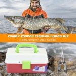 TCMBY 3 Layers Tackle Box with Tackle Included, 258Pcs Fishing Lures Kit Contains Pliers, Crankbait, Hooks, Weights & Accessories, Fishing Gear Bait Lure Gifts for Men Bass Freshwater (Brown White)