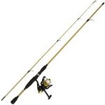 Fishing Rod and Reel Combo - 2pc Strike Series Medium Action 78-Inch Spinning Reel Fishing Pole - Angling Gear for Bass and Trout by Wakeman (Gold), 6.5 feet