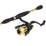 Fishing Rod and Reel Combo - 2pc Strike Series Medium Action 78-Inch Spinning Reel Fishing Pole - Angling Gear for Bass and Trout by Wakeman (Gold), 6.5 feet