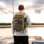 Piscifun Fishing Tackle Backpack with Rod & Gear Holder, Lightweight Outdoor Water-Resistant Fishing Shoulder Storage Bag with Protective Rain Cover, Khaki