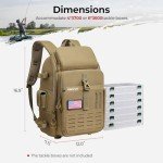 Piscifun Fishing Tackle Backpack with Rod & Gear Holder, Lightweight Outdoor Water-Resistant Fishing Shoulder Storage Bag with Protective Rain Cover, Khaki