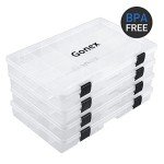 Gonex 3700 Tackle Trays 4 Packs, Transparent Fishing Tackle Boxes Organizer and Storage with Adjustable Dividers, Plastic 3700 Tackle Boxes for Lures, Hooks, & Other Accessories
