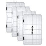 Gonex 3700 Tackle Trays 4 Packs, Transparent Fishing Tackle Boxes Organizer and Storage with Adjustable Dividers, Plastic 3700 Tackle Boxes for Lures, Hooks, & Other Accessories