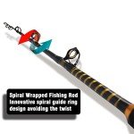 Fiblink Saltwater Fishing Rod 1 Piece Trolling Rod Deep Sea Big Game Conventional Boat Fishing Pole Heavy Duty Spiral Rod (6',30-50lb)