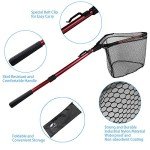 YVLEEN Folding Fishing Net - Foldable Fish Landing Net Robust Aluminum Telescopic Pole Handle and Nylon Mesh 16inch Hoop Size