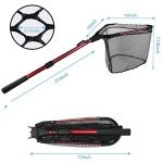 YVLEEN Folding Fishing Net - Foldable Fish Landing Net Robust Aluminum Telescopic Pole Handle and Nylon Mesh 16inch Hoop Size