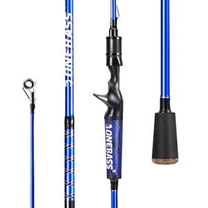One Bass Fishing Rods,IM7 Graphite Spinning Rod & Casting Rod, 2 Pc Strong Quality Baitcasting Rod with Super Polymer Handle- 6' Casting -Blue