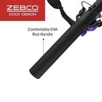Zebco Dock Demon Spinning Reel and Fishing Rod Combo, 30-inch 1-Piece Fiberglass Fishing Pole, EVA Rod Handle, Size 10 Reel, Powertrain Drag, Pre-Spooled with 6-Pound Zebco Line, Purple