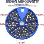 Proximitck Fishing Weights Sinkers 200PCS/105PCS Round Split Shot Sinker Set - 5 Sizes Lead Weights Removable for Versatile Fishing Purposes