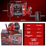 Sougayilang Conventional Level Wind Fishing Reel,Inshore Surf Trolling Reel for Catfish and Bass,Round Baitcasting Reel for Freshwater Saltwater Right Hand