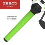 Zebco Roam Spincast Reel and Fishing Rod Combo, 6-Foot 2-Piece Fiberglass Fishing Pole with ComfortGrip Handle, QuickSet Anti-Reverse Fishing Reel, Pre-Spooled with 10-Pound Zebco Line, Green