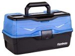 Flambeau Outdoors 6383FB 3-Tray Tackle Box - Classic Fishing Lure Storage Organizer, Large Portable Tackle Box, 32 Tray Compartments, Frost Blue/Black