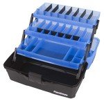 Flambeau Outdoors 6383FB 3-Tray Tackle Box - Classic Fishing Lure Storage Organizer, Large Portable Tackle Box, 32 Tray Compartments, Frost Blue/Black