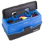 Flambeau Outdoors 6383FB 3-Tray Tackle Box - Classic Fishing Lure Storage Organizer, Large Portable Tackle Box, 32 Tray Compartments, Frost Blue/Black