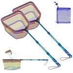 DaddyGoFish Kids Fishing Net - Extendable Telescopic Landing Net for Boy Girl Children Catching Small Fish Crab Shrimp Minnow Dragonfly Beach Pier Lake River Ocean (Style 2 (2 Pack, Blue + Blue))