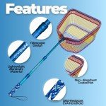 DaddyGoFish Kids Fishing Net - Extendable Telescopic Landing Net for Boy Girl Children Catching Small Fish Crab Shrimp Minnow Dragonfly Beach Pier Lake River Ocean (Style 2 (2 Pack, Blue + Blue))