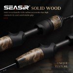 SEASIR Stream Fishing Rod, Ultralight Spinning Rod Travel Bait Casting Rod, 2 Piece, Fuji A O Ring Guide, Solid Wood Handle, 40T Carbon Fiber, Compact Fishing Pole for Saltwater Freshwater Trout Bass