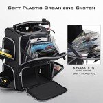 KastKing Bait Boss Fishing Tackle Backpack with Rod Holders-4 Tackle Boxes-Rain Cover,43L Large Storage for Fishing Gear, Black