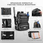 KastKing Bait Boss Fishing Tackle Backpack with Rod Holders-4 Tackle Boxes-Rain Cover,43L Large Storage for Fishing Gear, Black