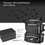 KastKing Bait Boss Fishing Tackle Backpack with Rod Holders-4 Tackle Boxes-Rain Cover,43L Large Storage for Fishing Gear, Black