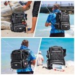 KastKing Bait Boss Fishing Tackle Backpack with Rod Holders-4 Tackle Boxes-Rain Cover,43L Large Storage for Fishing Gear, Black