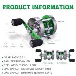 Sougayilang Round Baitcasting Reel,Conventional Reel-Reinforced Metal Body Anti-Reverse Fishing Reels for Catfish, Salmon/Steelhead, Striper Bass,Tuna and Inshore Saltwater Fishing