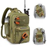 KastKing BlowBak Tactical Fishing Sling Tackle Bag-Lightweight Fishing Backpack-Storge Fishing Gear and Equipment-Fishing Gift for Men,Khaki Camo,Large