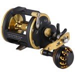 Sougayilang Trolling Reel Saltwater Level Wind Reels, Drag Reels Boat Fishing Ocean Fishing for Sea Bass Grouper Salmon-SHA40-Golden
