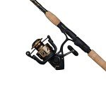 PENN 7’ Battle III Fishing Rod and Reel Spinning Combo, 7’, 3 Graphite Composite Fishing Rod with 6 Reel, Durable, Break Resistant and Lightweight, Black/Gold