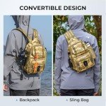 KastKing BaitSpace Standard Fishing Tackle Sling Bag, Water-resistant Backpack & Sling Pack for Bank, Wader & Boat Fishing, Rod & Beverage Holder, Adjustable Straps, Durable Nylon Fabric