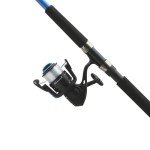 Shakespeare Tiger Spinning Reel and Fishing Rod Combo, 9' 2-Piece Rod, Tubular Fiberglass Rod Blank Construction, Comfortable and Durable EVA Handle
