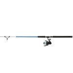 Shakespeare Tiger Spinning Reel and Fishing Rod Combo, 9' 2-Piece Rod, Tubular Fiberglass Rod Blank Construction, Comfortable and Durable EVA Handle