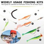TRUSCEND Widely Used Fishing Tackle & Accessories Kit Worth Ever Penny, Fishing Tackle Box with Tackle Included, Fishing Sinker Weight Hook Swivels Snap Leader Lure, Economic/Giftable Fishing Gear Set