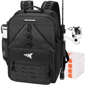 KastKing Karryall Fishing Backpack with Rod Holder, Medium Fishing Tackle Daily Backpack, Large Storage Water-resistant Fishing Bag Store Gear and Equipment