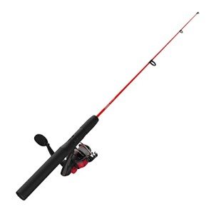 Zebco Dock Demon Spinning Reel and Fishing Rod Combo, 30-inch 1-Piece Fiberglass Fishing Pole, EVA Rod Handle, Size 10 Reel, Powertrain Drag, Pre-Spooled with 6-Pound Zebco Line, Red