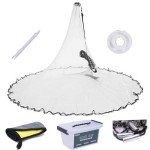 KZWT Cast Net, 3FT-12FT Radius American Fishing Casting Net with Heavy Duty Sinkers for Freshwater and Saltwater Bait Fish, Throw Style Fishing Net for Bait Shrimp Trap Fish