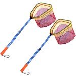 Kids Fishing Net, Telescoping Bait Net, Minnow Net, Butterfly Net - 11.4" Net Depth, Handle Extends to 30" for Easy Catch and Release (Blue-2pack)