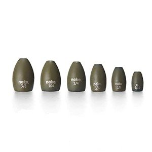 nako. Tungsten Flipping Weights Fishing Sinkers | Fishing Weights for Bass Fishing | Buck Pack (Green Pumpkin, 5/16 oz - 10 Pack)